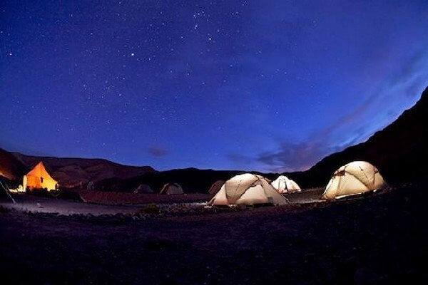 tents and light inside with stars