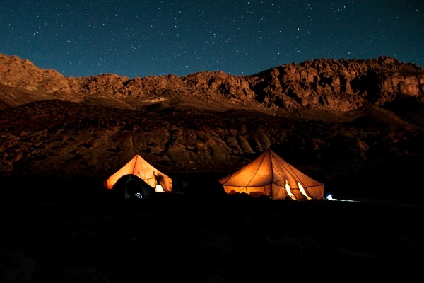 a night shot with stars for a tent in high atlas