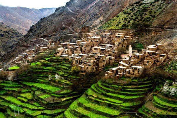 green valley in atlas mountains