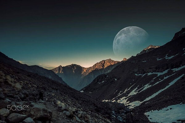 moon over atlas mountains