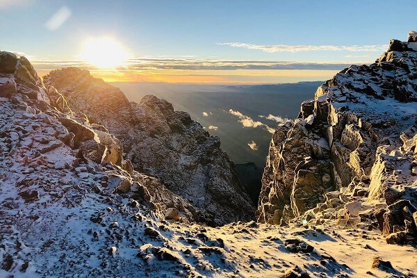 sunrise inpeak of mountain