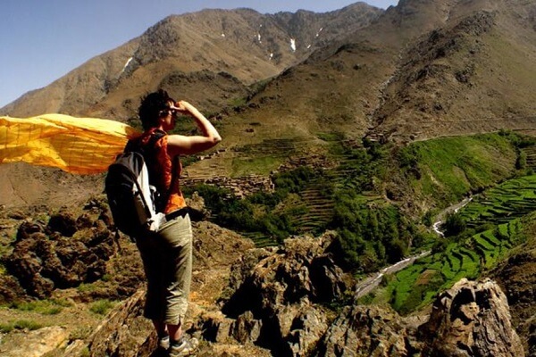 lady enjoying the view in atlas mountains