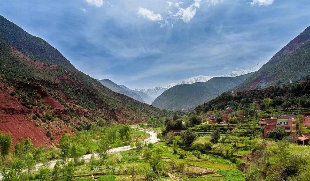 green valley in atlas mountains