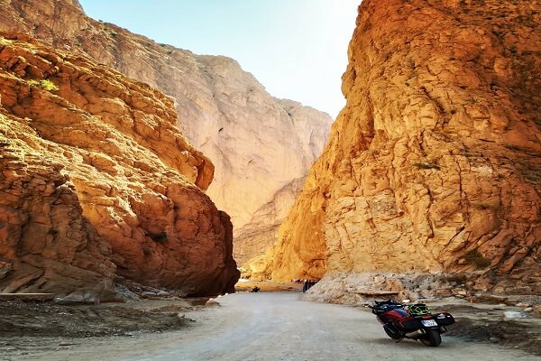 gorges in mountains and moto bike