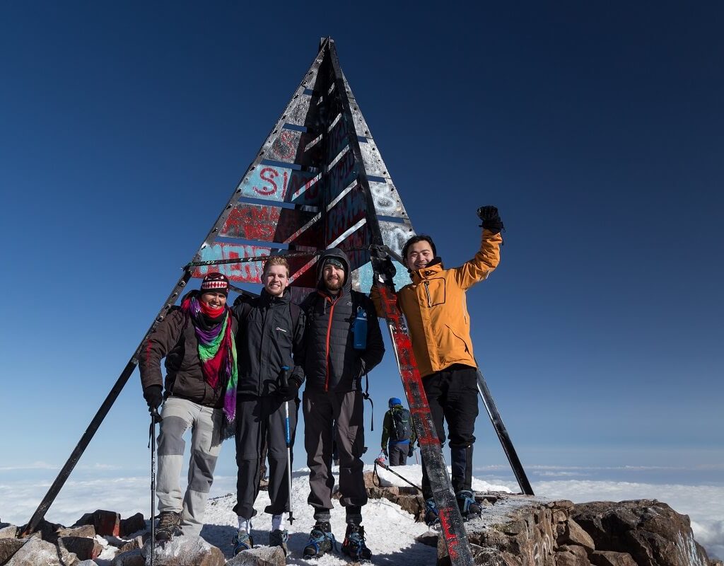 people at the summit of toubkal