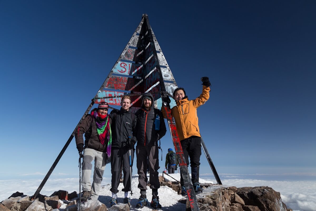 people at the summit of toubkal